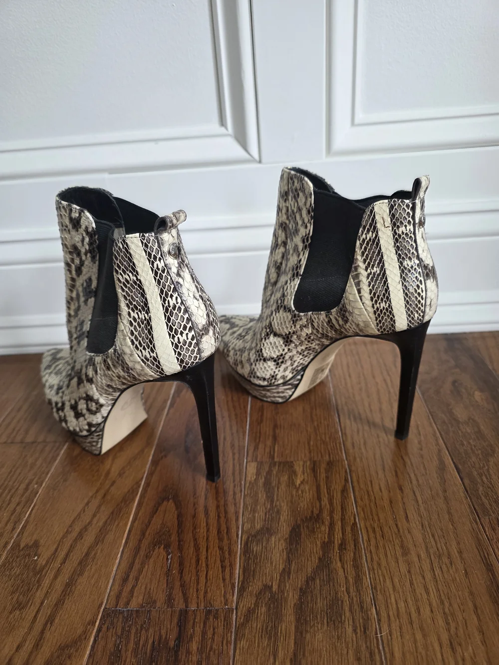 Michael Kors Collection Snake-Print Stiletto Ankle Boots - Black & Cream - Picture 3 of 6